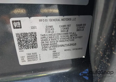 2022 Chevrolet Silverado 1500 Ltd 4Wd Short Bed Rst from USA, damaged, VIN 1GCUYEED5NZ162910